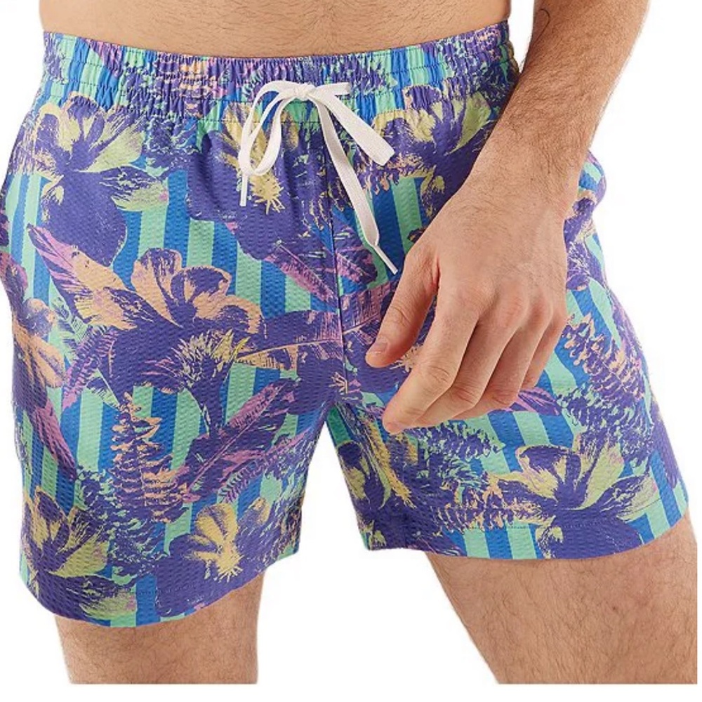 Chubbies The Sunday Linners Seersucker Tropical 5.5” Inseam Swim Trunks Size XXL